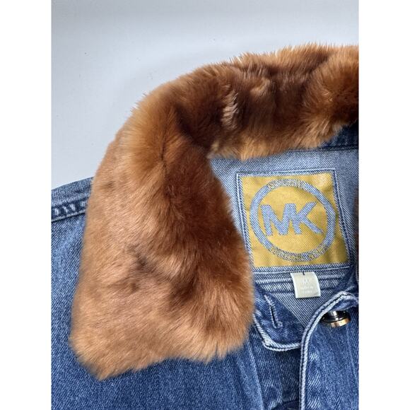 Michael Kors Faux Fur Collar Denim Jacket Size M-L - Picture 4 of 16